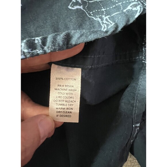 VSTR Premium Mens Blue Button Long Sleeve Shirt Butcher Print Large - Picture 11 of 12